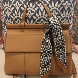 Tory Burch Block T Tan Leather Satchel Cross body